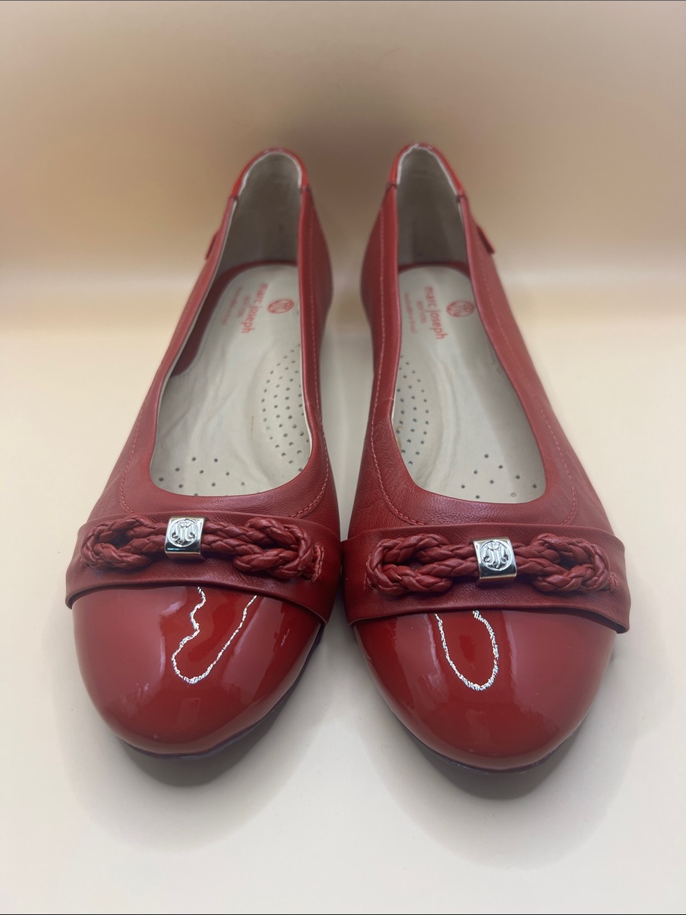Marc Joseph Red Braided Accent Ballet Flats